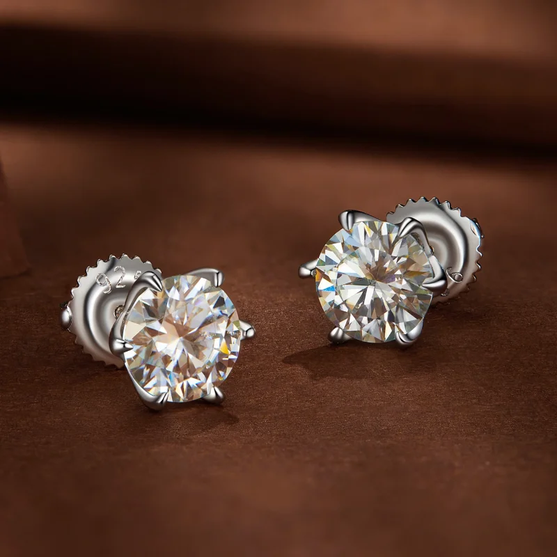 (obrázek pro) Pandora styl 1 karátové Moissanite záušnice se západkou - MSE021-S - Zobrazit 3