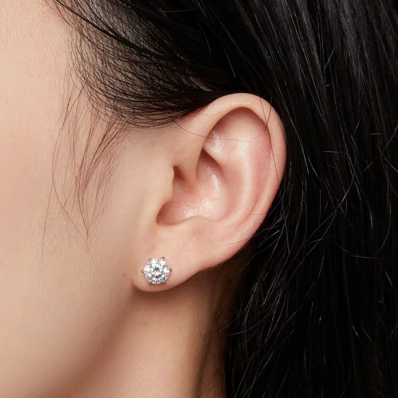 (obrázek pro) Pandora styl 1 karátové Moissanite záušnice se západkou - MSE021-S - Zobrazit 4