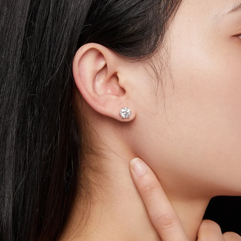 (obrázek pro) Pandora styl 1 karátové Moissanite záušnice se západkou - MSE021-S - Zobrazit 6