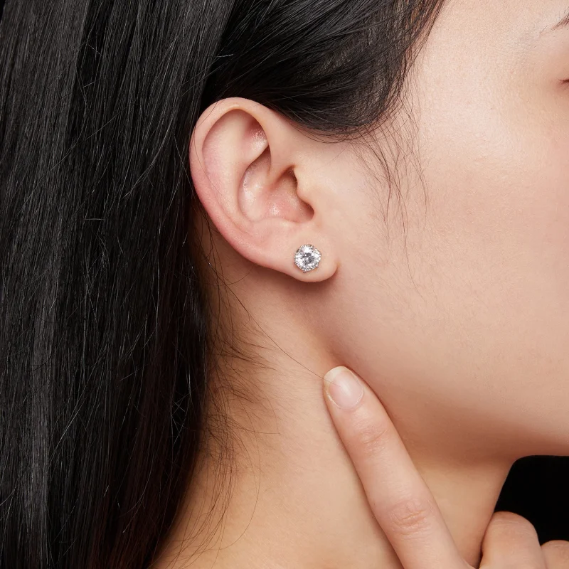 (obrázek pro) Pandora styl 1 karátové Moissanite závěsné náušnice - MSE020-L - Zobrazit 6