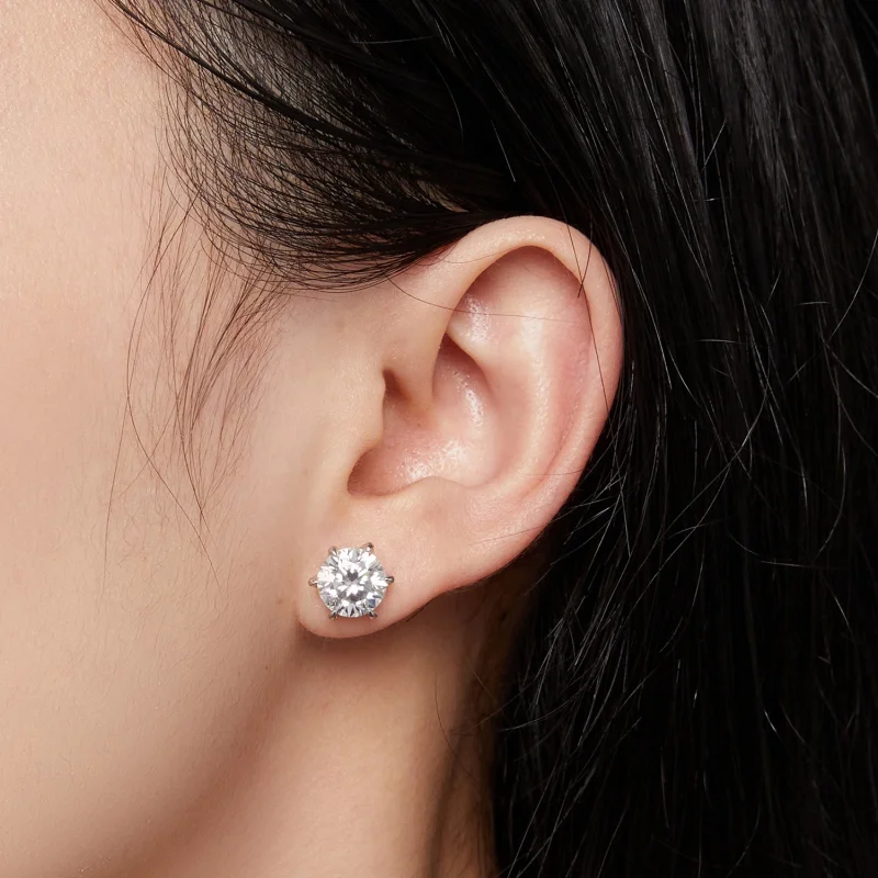 (obrázek pro) Pandora styl 2 karátových Moissanite zářivých náušnic - MSE021-L - Zobrazit 4