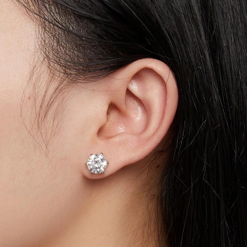 (obrázek pro) Pandora styl 2 karátových Moissanite zářivých náušnic - MSE021-L - Zobrazit 5