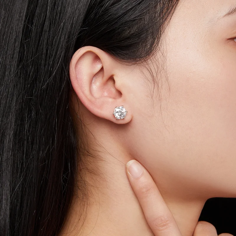 (obrázek pro) Pandora styl 2 karátových Moissanite zářivých náušnic - MSE021-L - Zobrazit 6