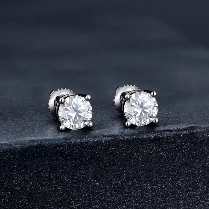 (obrázek pro) Pandora styl Jedno karátové čtyř dráhové Moissanite náušnice - MSE003-L - Zobrazit 2