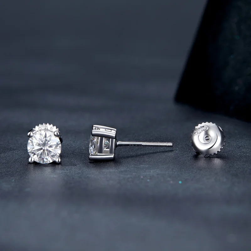 (obrázek pro) Pandora styl Jedno karátové čtyř dráhové Moissanite náušnice - MSE003-L - Zobrazit 3