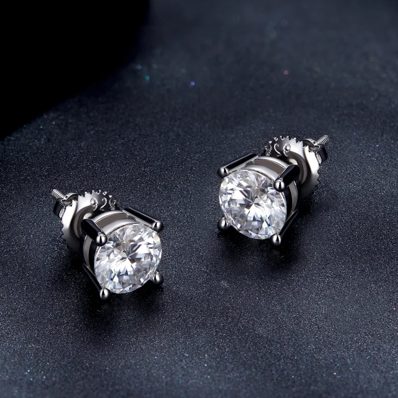 (obrázek pro) Pandora styl Jedno karátové čtyř dráhové Moissanite náušnice - MSE003-L - Zobrazit 4