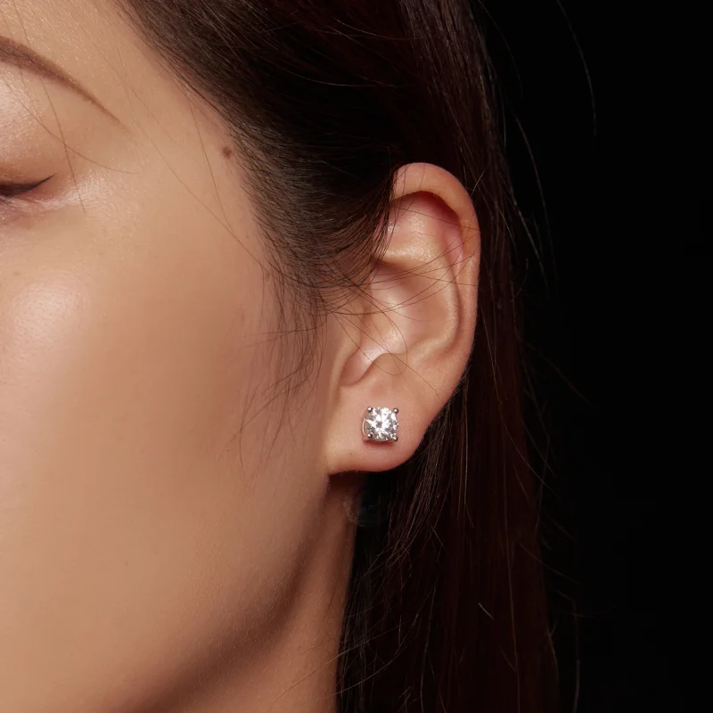 (obrázek pro) Pandora styl Jedno karátové čtyř dráhové Moissanite náušnice - MSE003-L - Zobrazit 5