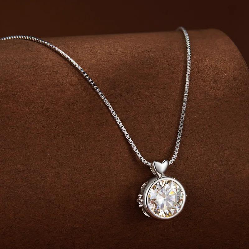 (obrázek pro) Pandora styl náhrdelník s 1 karátovým Moissanitem - MSN013 - Zobrazit 2