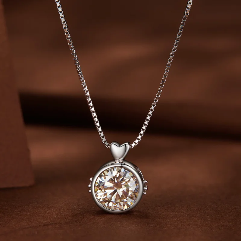 (obrázek pro) Pandora styl náhrdelník s 1 karátovým Moissanitem - MSN013 - Zobrazit 3