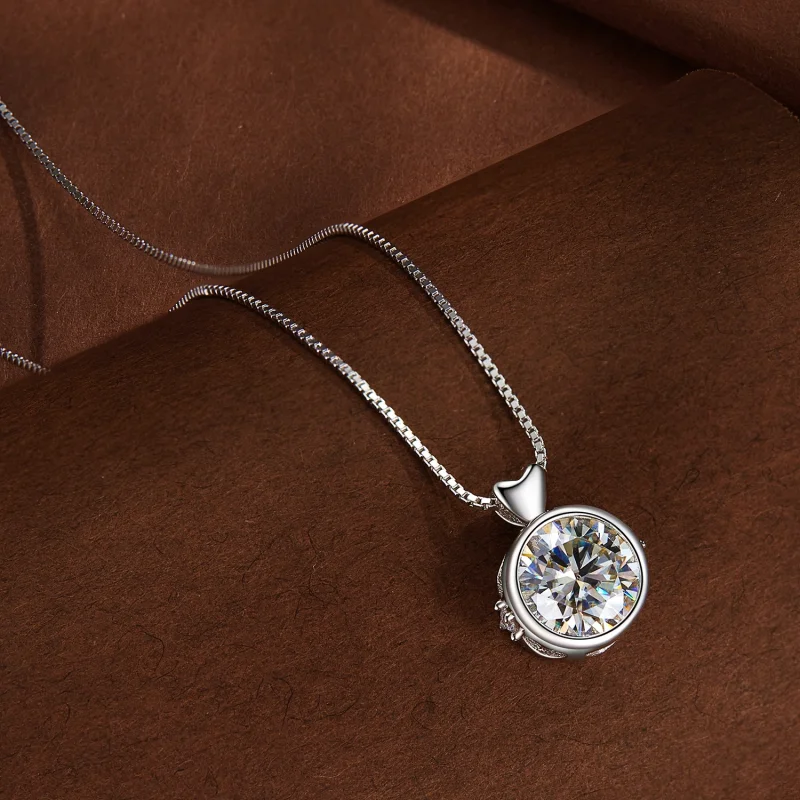 (obrázek pro) Pandora styl náhrdelník s 1 karátovým Moissanitem - MSN013 - Zobrazit 4