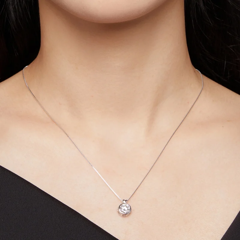 (obrázek pro) Pandora styl náhrdelník s 1 karátovým Moissanitem - MSN013 - Zobrazit 5