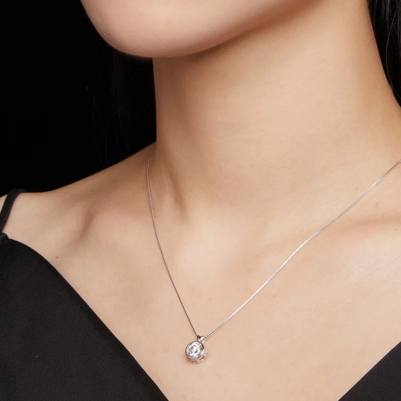 (obrázek pro) Pandora styl náhrdelník s 1 karátovým Moissanitem - MSN013 - Zobrazit 6