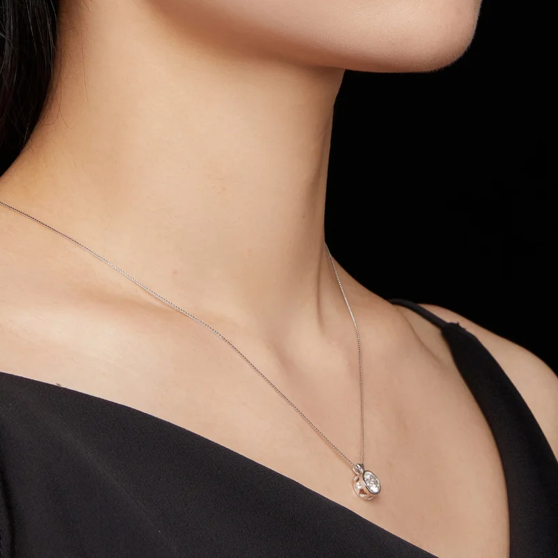 (obrázek pro) Pandora styl náhrdelník s 1 karátovým Moissanitem - MSN013 - Zobrazit 7