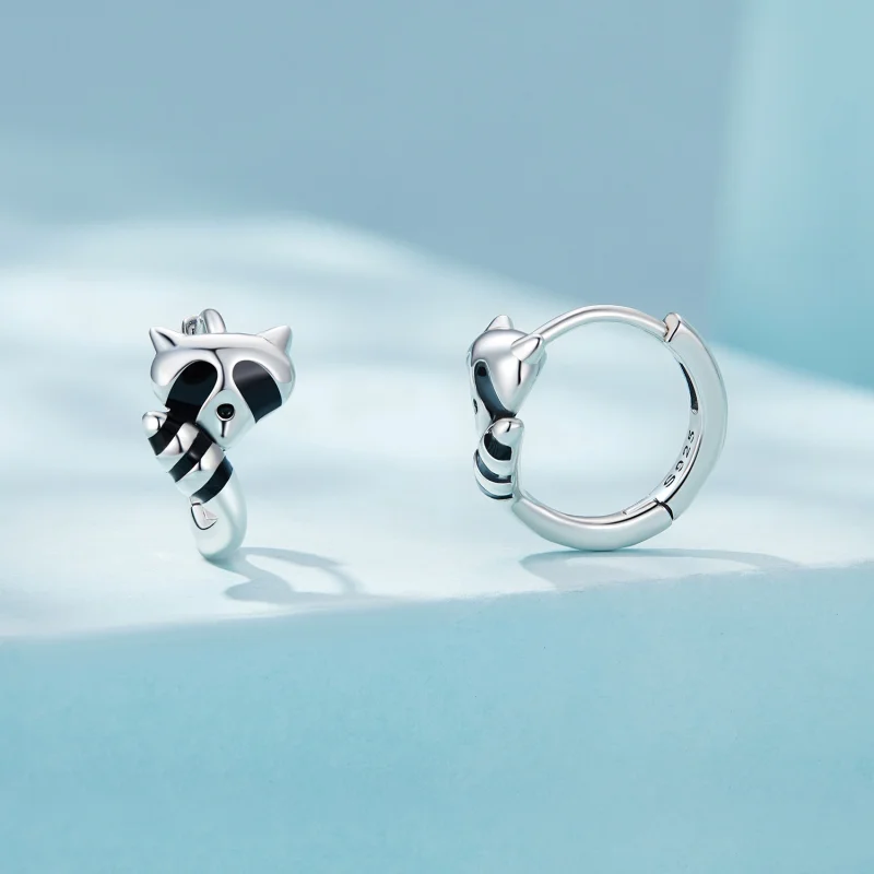 (obrázek pro) Pandora styl Raccoon Hoops náušnice - SCE1603 - Zobrazit 2