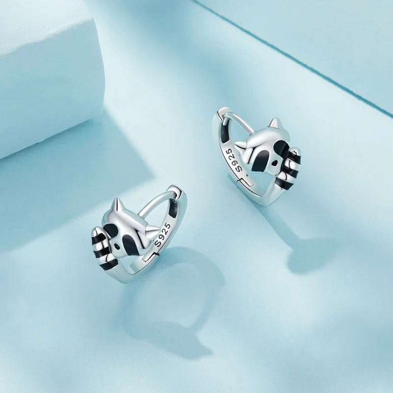 (obrázek pro) Pandora styl Raccoon Hoops náušnice - SCE1603 - Zobrazit 3