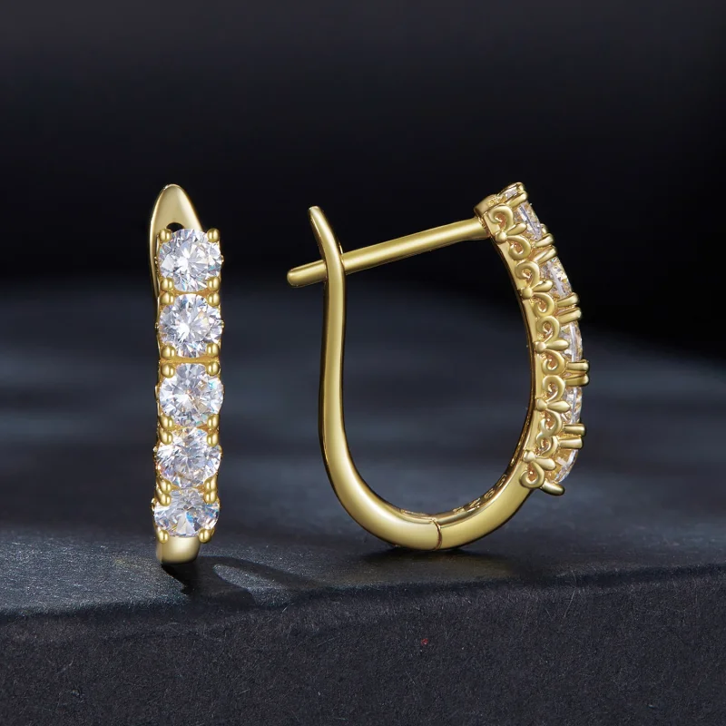 (obrázek pro) Pandora styl U-tvarované náušnice s moissanite vzorem - MSE011-B - Zobrazit 2