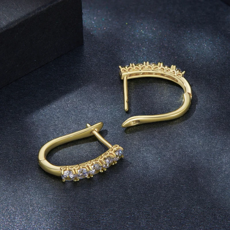 (obrázek pro) Pandora styl U-tvarované náušnice s moissanite vzorem - MSE011-B - Zobrazit 4