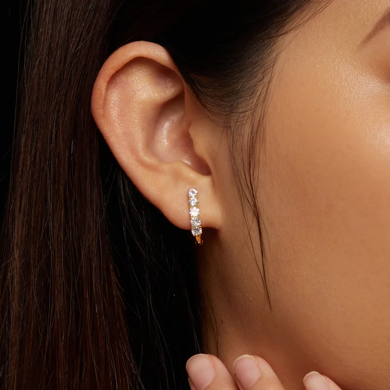 (obrázek pro) Pandora styl U-tvarované náušnice s moissanite vzorem - MSE011-B - Zobrazit 5