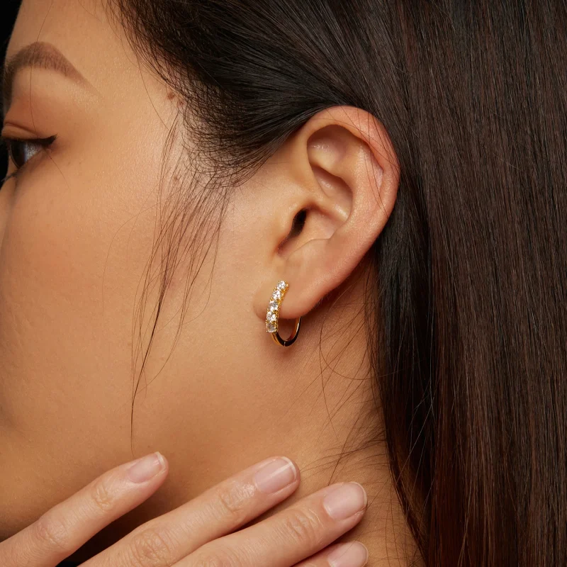 (obrázek pro) Pandora styl U-tvarované náušnice s moissanite vzorem - MSE011-B - Zobrazit 7
