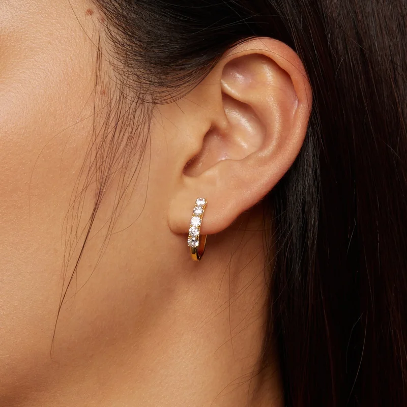 (obrázek pro) Pandora styl U-tvarované náušnice s moissanite vzorem - MSE011-B - Zobrazit 8