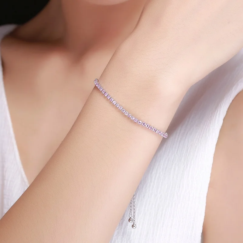 (obrázek pro) Pandora styl stříbrný elegatní doprovodný posuvný tenisový náramek - SCB045 - Zobrazit 2