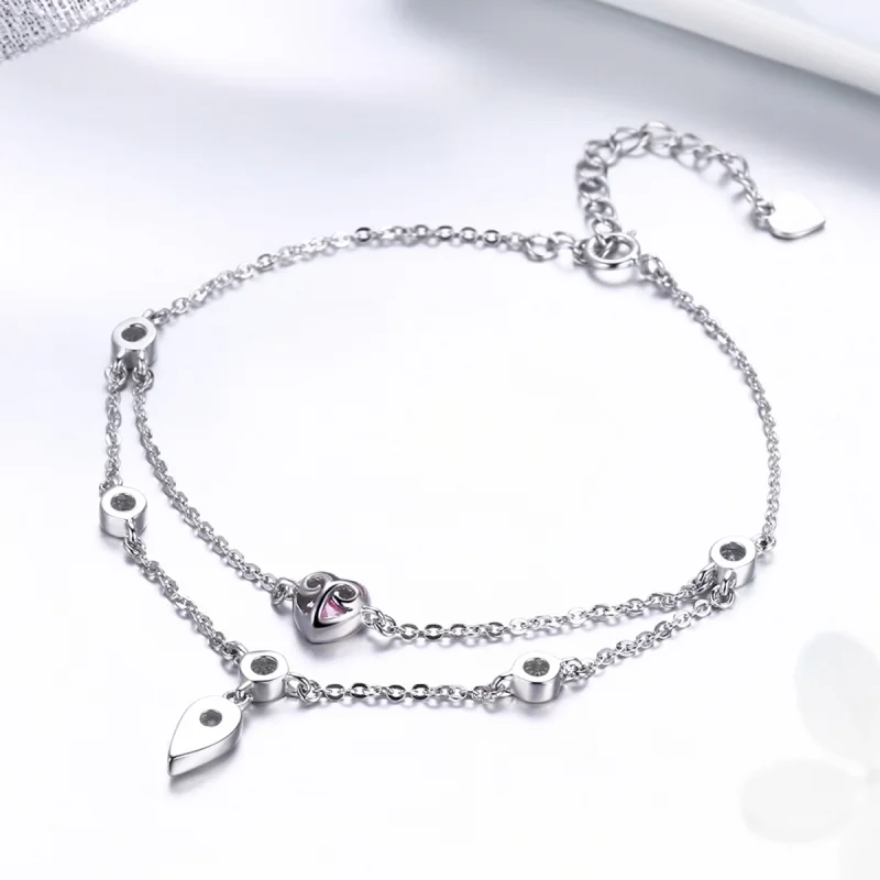 (obrázek pro) Pandora styl stříbrný náramek Sweet Heart s posuvným řetízkem - SCB090 - Zobrazit 3