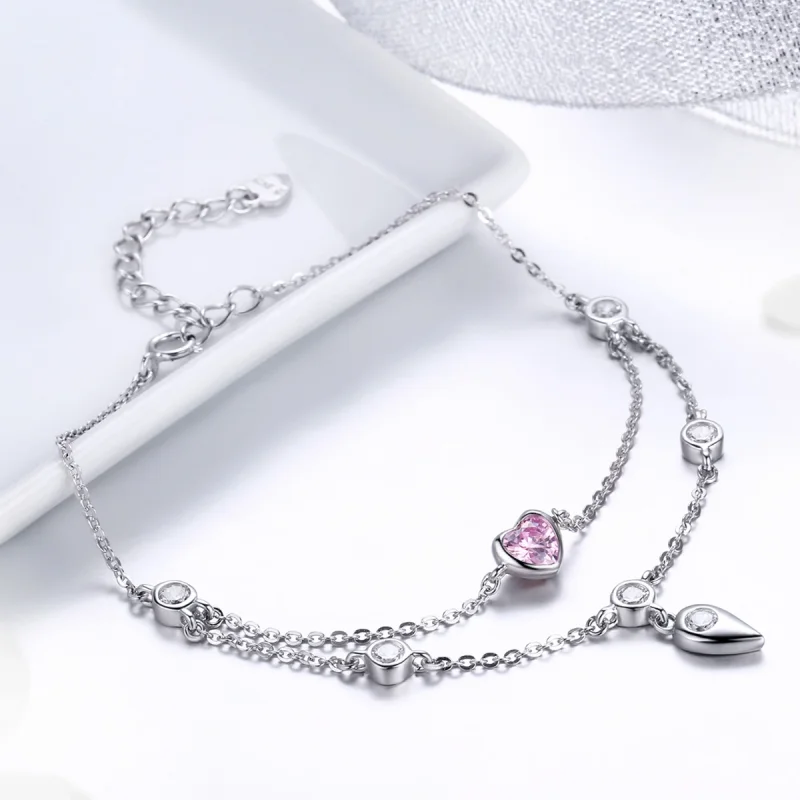 (obrázek pro) Pandora styl stříbrný náramek Sweet Heart s posuvným řetízkem - SCB090 - Zobrazit 4