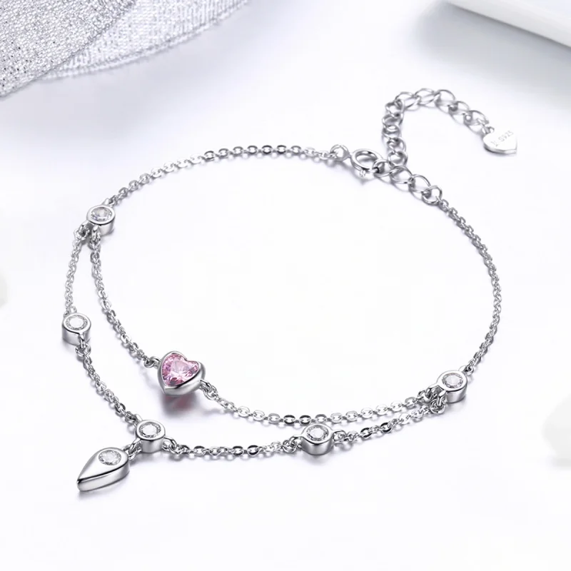 (obrázek pro) Pandora styl stříbrný náramek Sweet Heart s posuvným řetízkem - SCB090 - Zobrazit 6