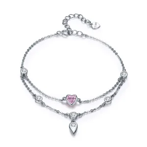 (obrázek pro) Pandora styl stříbrný náramek Sweet Heart s posuvným řetízkem - SCB090