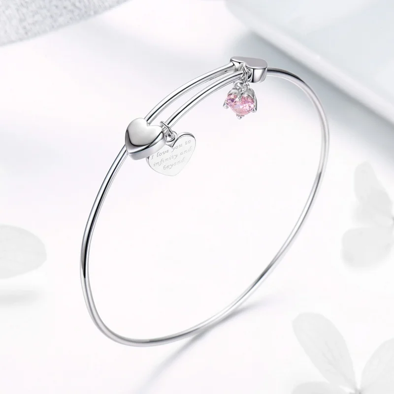 (obrázek pro) Stříbrná náramek Pandora Style Love Promise Charm Entwined Slider - SCB124 - Zobrazit 5