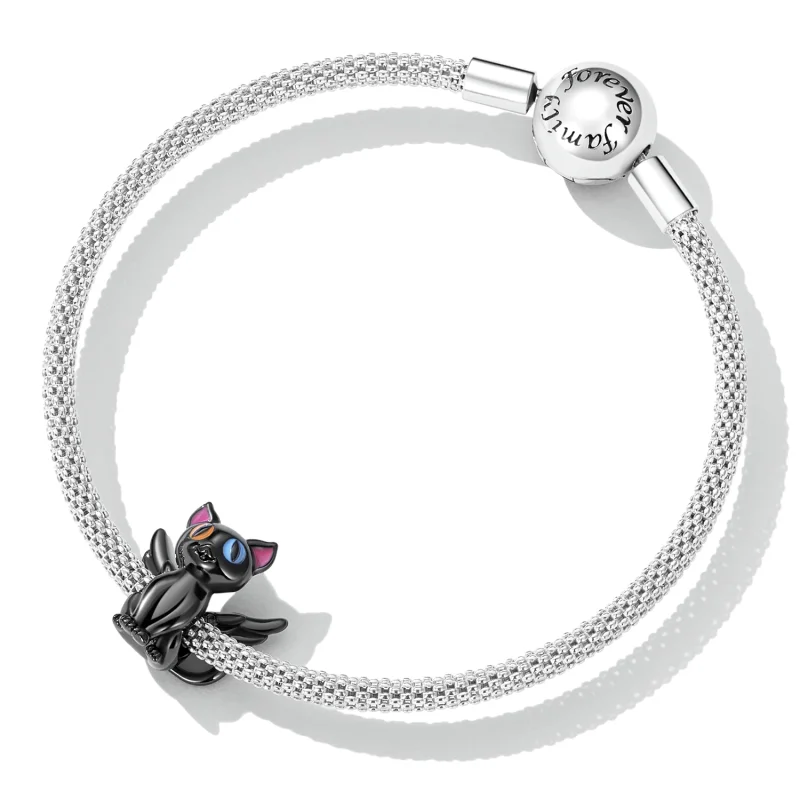 (obrázek pro) Pandora styl andělský kočičí přívěsek - SCC2299-BK - Zobrazit 5