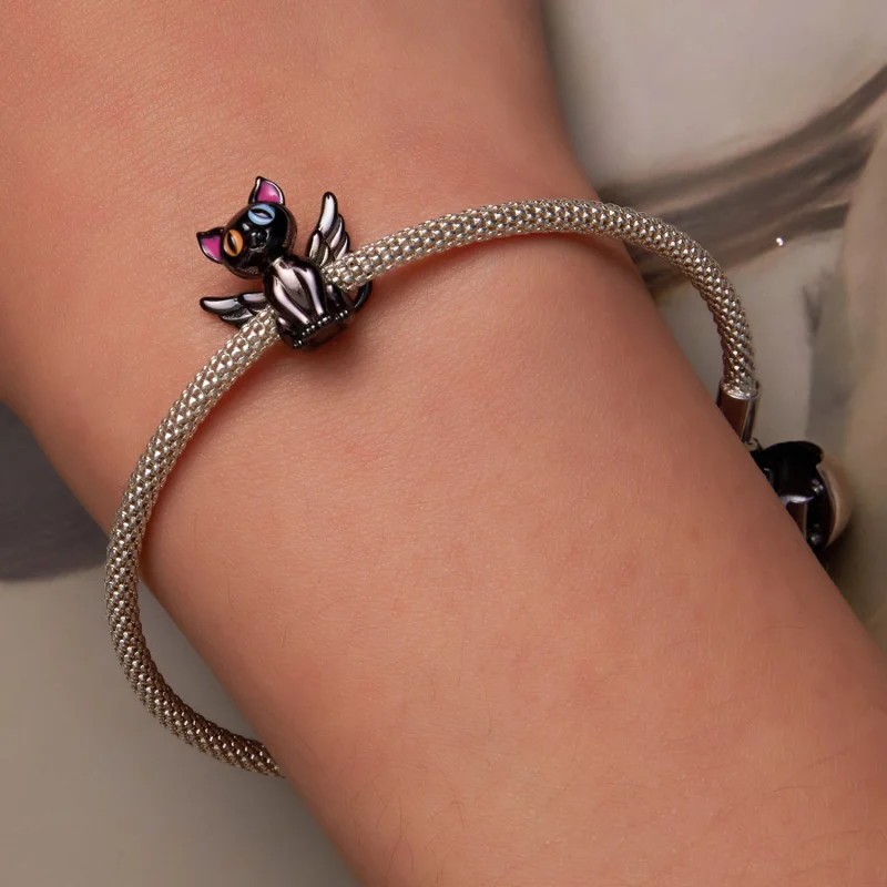 (obrázek pro) Pandora styl andělský kočičí přívěsek - SCC2299-BK - Zobrazit 6