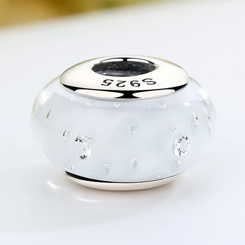(obrázek pro) Pandora styl Bílý Muránské Sklo Charm - SCZ002 - Zobrazit 3