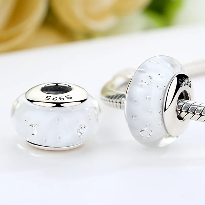 (obrázek pro) Pandora styl Bílý Muránské Sklo Charm - SCZ002 - Zobrazit 5