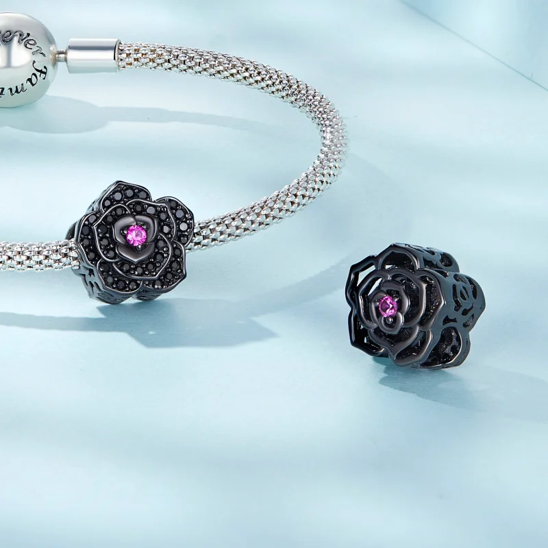 (obrázek pro) Pandora styl Černá Růže Charm - SCC2380 - Zobrazit 4