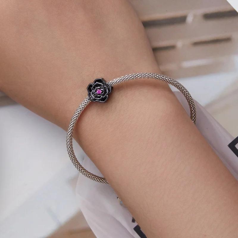 (obrázek pro) Pandora styl Černá Růže Charm - SCC2380 - Zobrazit 6