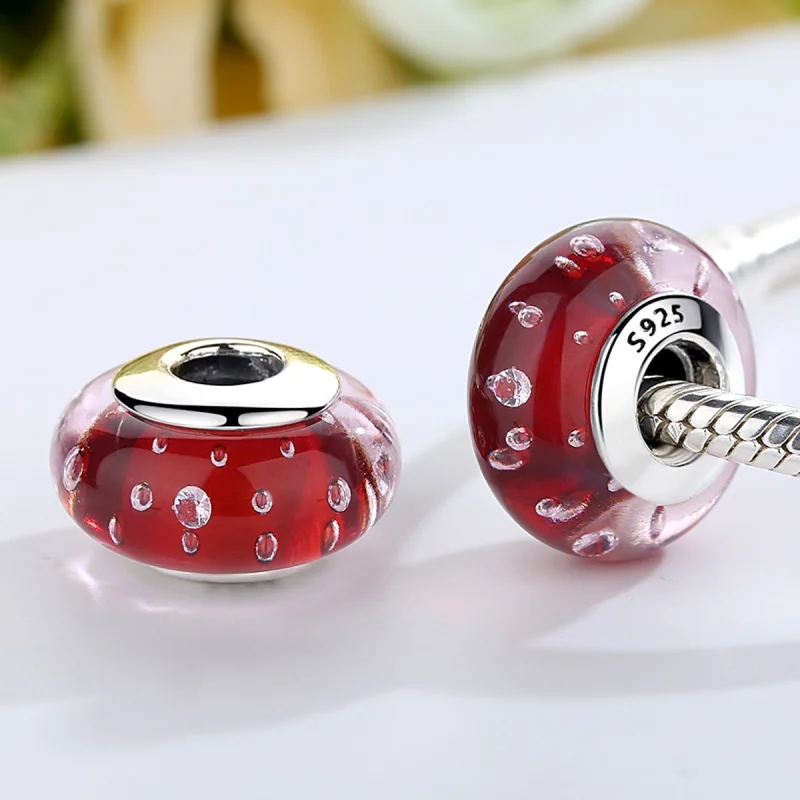 (obrázek pro) Pandora styl Červené Muránské Sklo Charm - SCZ027 - Zobrazit 4