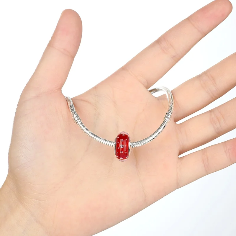 (obrázek pro) Pandora styl Červené Muránské Sklo Charm - SCZ027 - Zobrazit 5