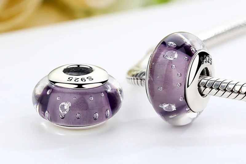 (obrázek pro) Pandora styl Fialový Murano skleněný přívěsek - SCZ001 - Zobrazit 7