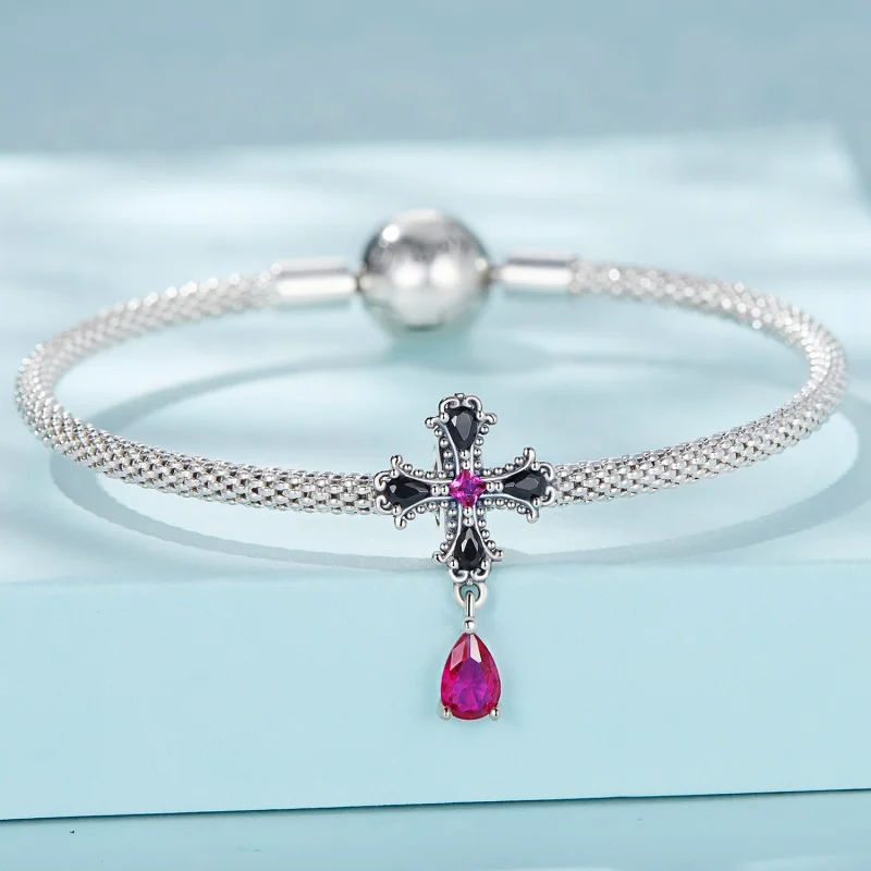 (obrázek pro) Pandora styl Gotický kříž Spacer Charm - SCC2381 - Zobrazit 3