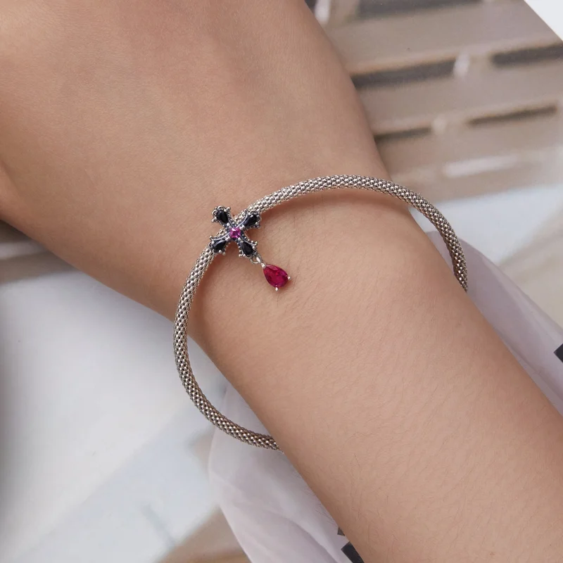 (obrázek pro) Pandora styl Gotický kříž Spacer Charm - SCC2381 - Zobrazit 5