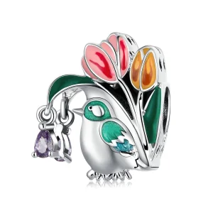 (obrázek pro) Pandora styl Květiny a Ptáci - Rain Charm - SCC2193