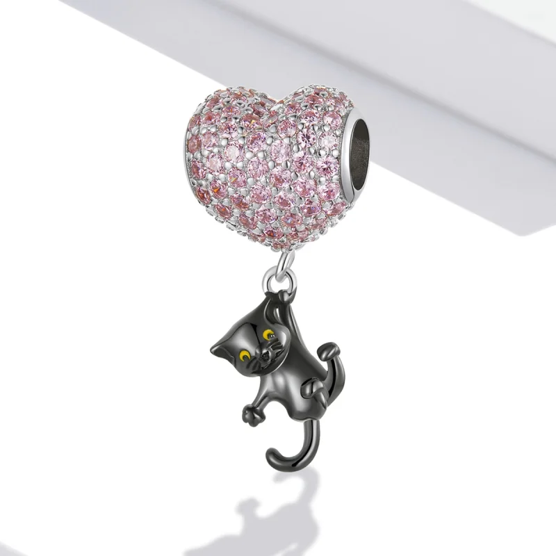 (obrázek pro) Pandora styl Láska balón černá kočka přívěsek - SCC2115 - Zobrazit 2