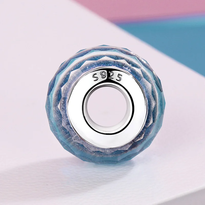 (obrázek pro) Pandora styl Modrý Muránský skleněný korálkový amulet - SCZ054 - Zobrazit 3