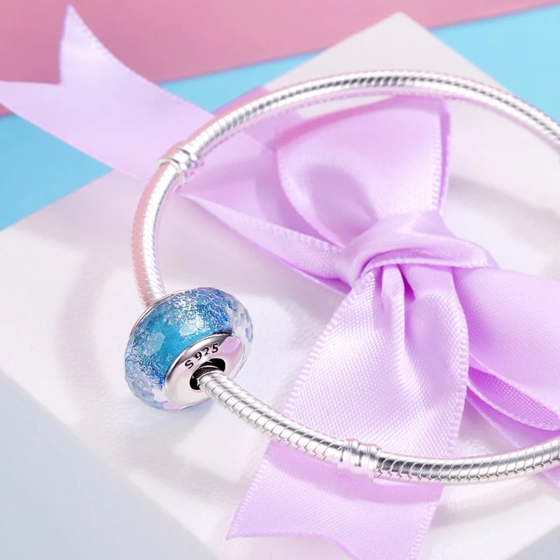 (obrázek pro) Pandora styl Modrý Muránský skleněný korálkový amulet - SCZ054 - Zobrazit 4