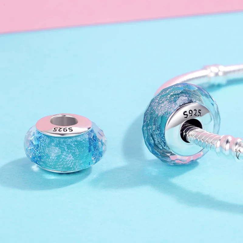 (obrázek pro) Pandora styl Modrý Muránský skleněný korálkový amulet - SCZ054 - Zobrazit 5