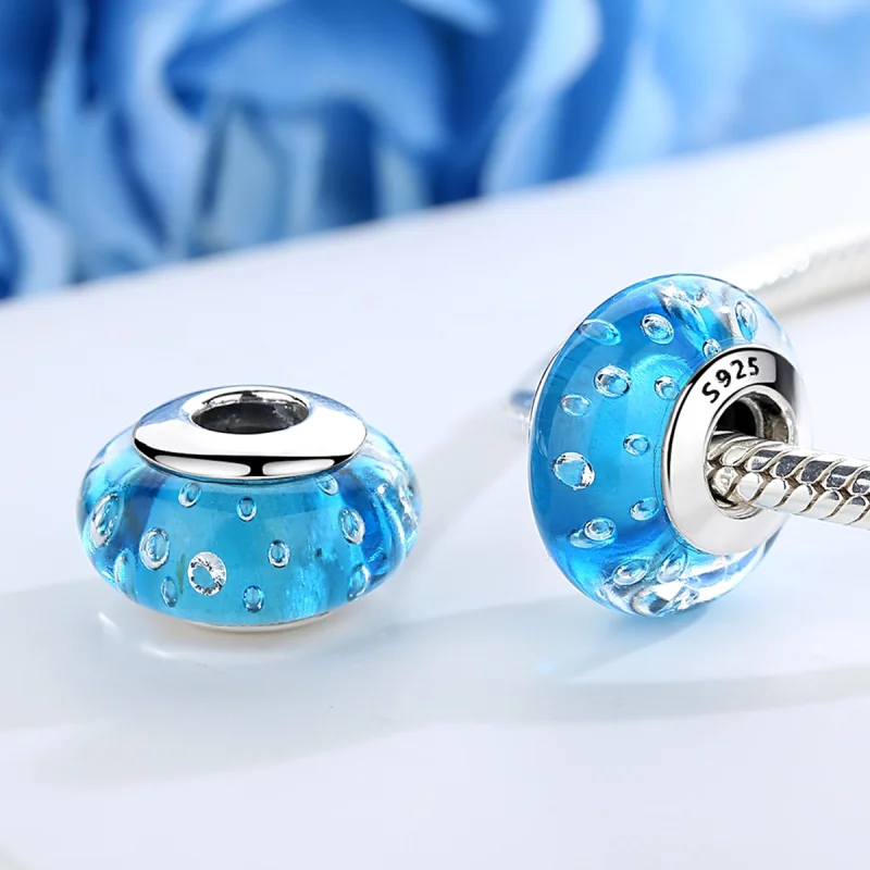 (obrázek pro) Pandora styl Modrý Trend s navlékaným Murano sklem - SCZ029 - Zobrazit 3