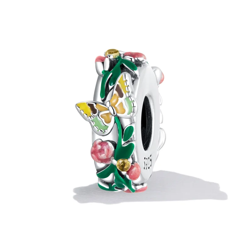 (obrázek pro) Pandora styl Motýl Květinový Mezerník Charm - SCC2251 - Zobrazit 2