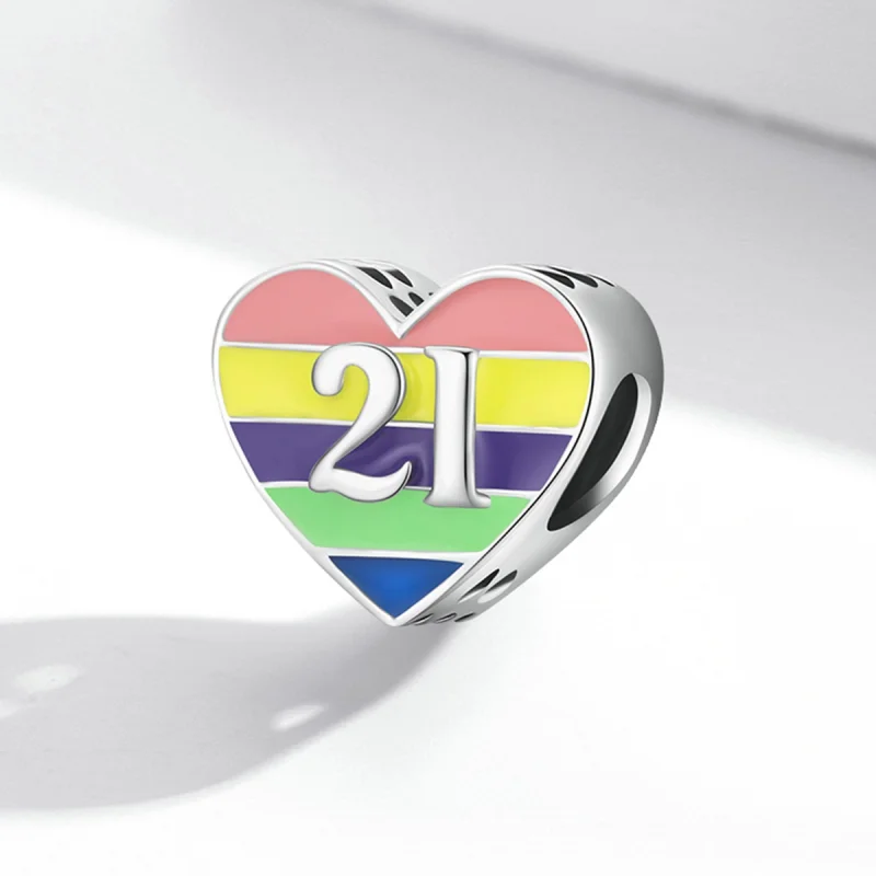 (obrázek pro) Pandora styl Regenbogen Herz Charm - BSC548 - Zobrazit 2