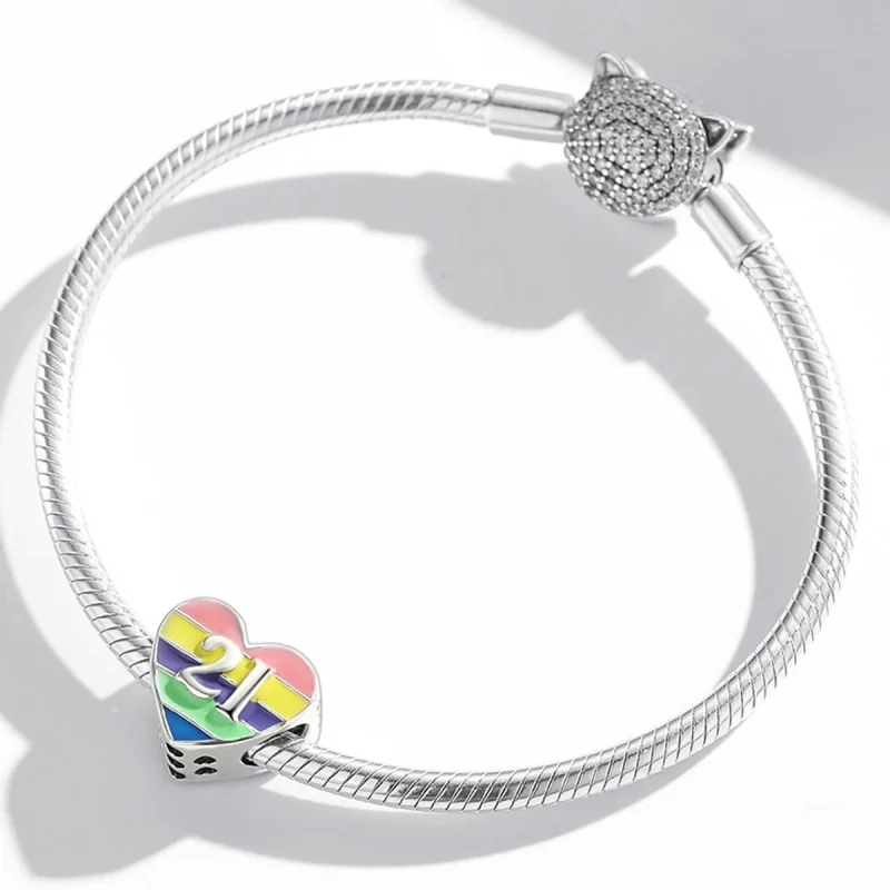 (obrázek pro) Pandora styl Regenbogen Herz Charm - BSC548 - Zobrazit 3